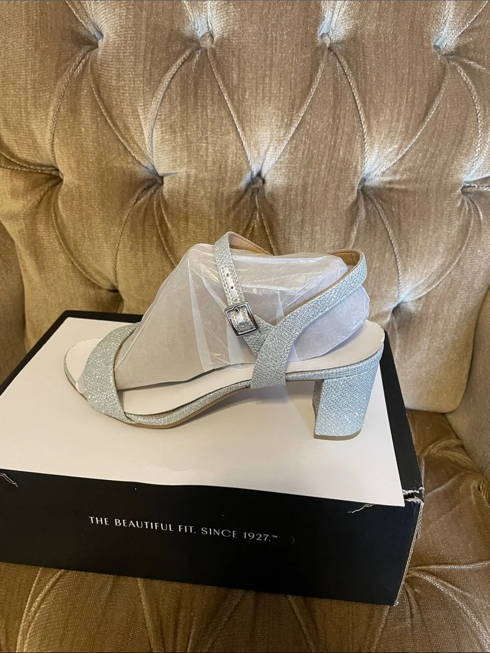 Naturalizer Silver Sparkle Open-Toe Sandal
